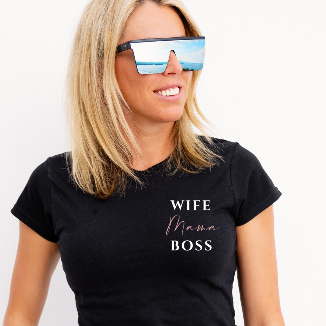 Wife, Mama, Boss - T-Shirt schwarz